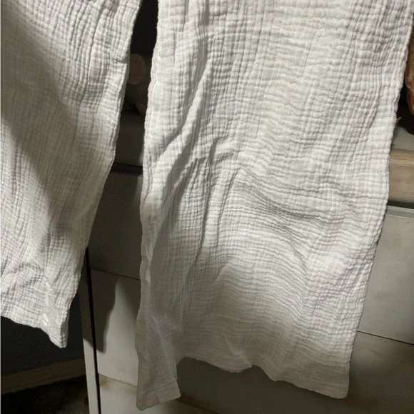 Lost in Lunar White Cotton Gauze Jumpsuit XS Wide Leg Minimalist - Picture 4 of 11